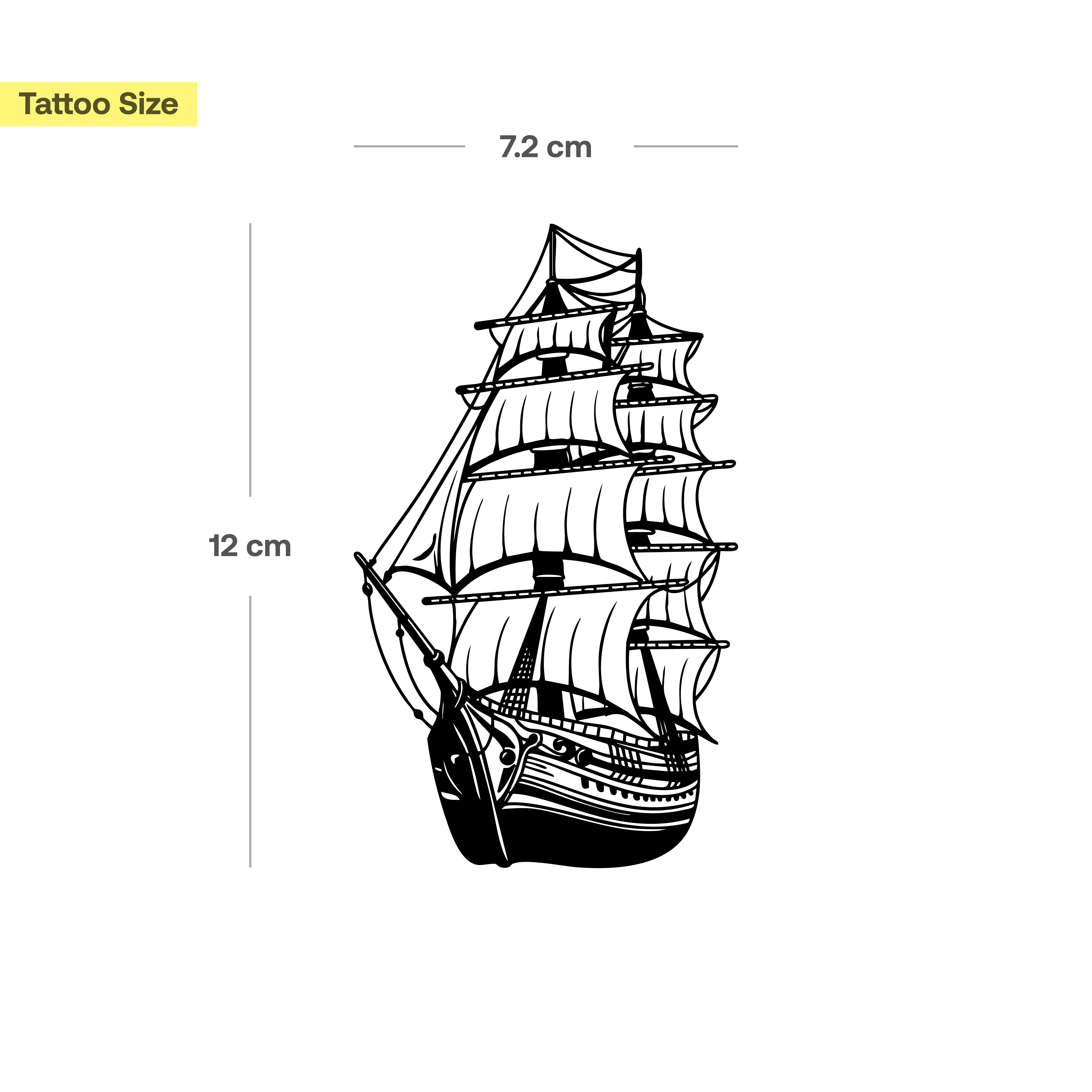Grand tatouage de Bateau Pirate - Image 3