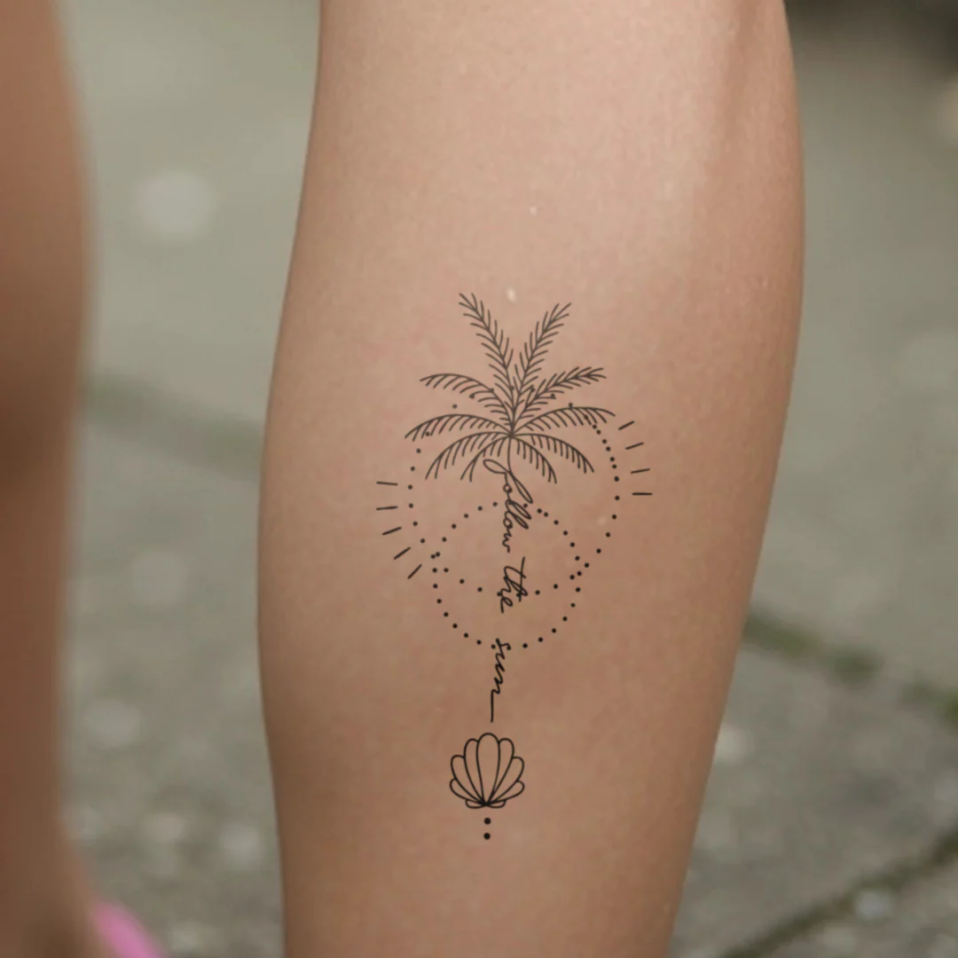 Tatouage Palmier "Suis le Soleil"