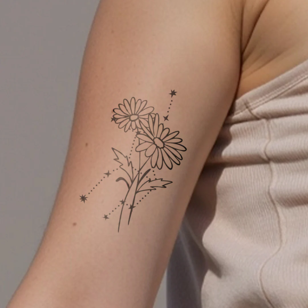 Tatouages Combinaison de Fleurs de Naissance et de Signes Astrologiques - Image 35